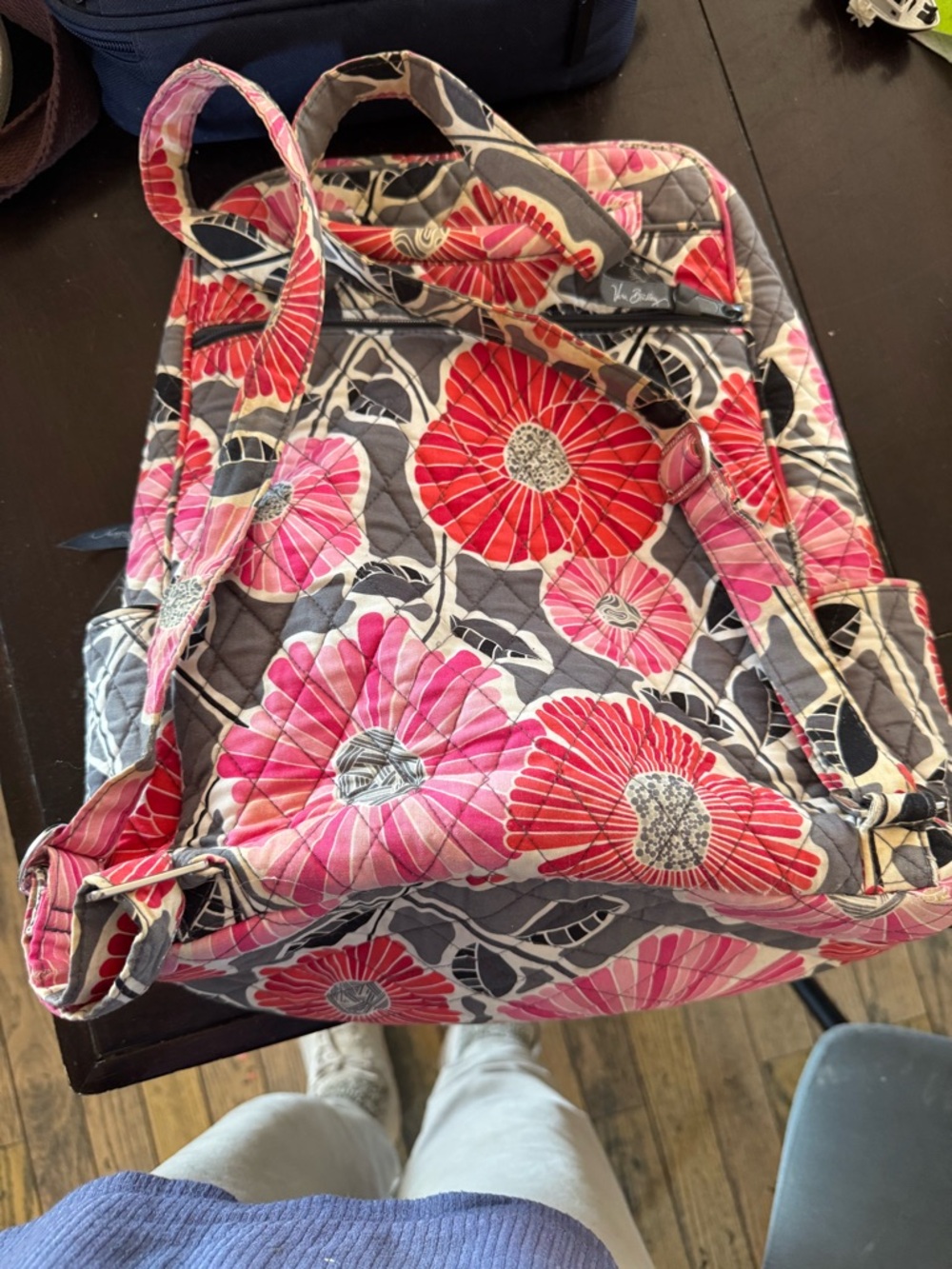 Vera Bradley Pink and Red Floral Quilted Backpack - Picture 2 of 7